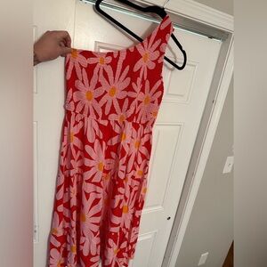Vibrant Floral One Shoulder Dress